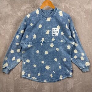 Walt Disney World Spirit Jersey Blue Acid Wash Bleach Splatter Puff Print Small